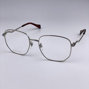 NEW Gucci GG0973O 002 Silver Geometric Metal Women Eyeglasses